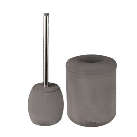 ست فرچه و سطل سرویس بهداشتی AXOR (آکسور) مدل لوکا رنگ ذغالی (psetdmzg03)