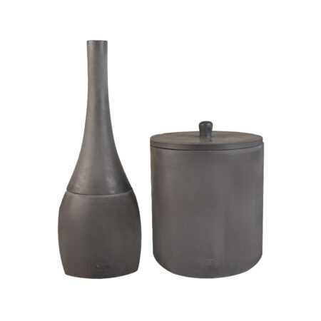ست فرچه و سطل سرویس بهداشتی AXOR (آکسور) مدل دبورا رنگ ذغالی (psetsczg02)