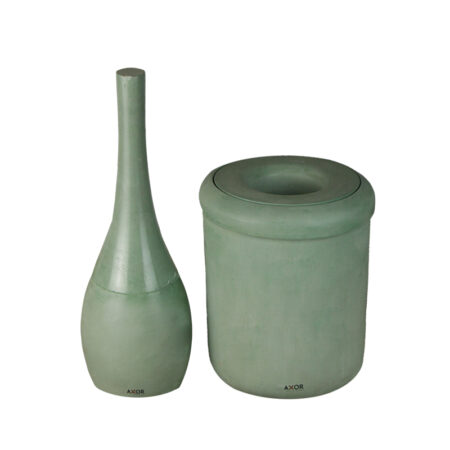 ست فرچه و سطل سرویس بهداشتی AXOR (آکسور) مدل برونو رنگ سبزمعدنی (psetd2ss04)