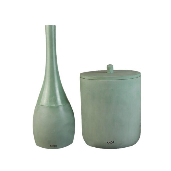 ست فرچه و سطل سرویس بهداشتی AXOR (آکسور) مدل دبورا رنگ سبزمعدنی (psetscs02)