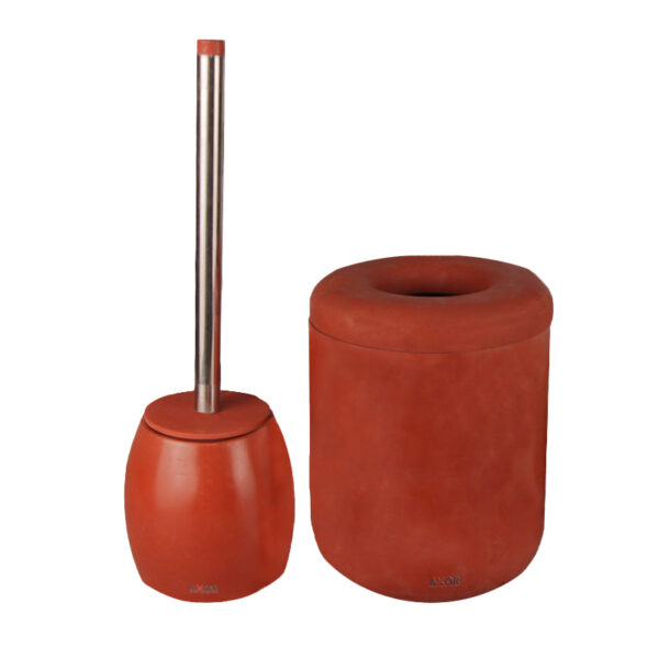 ست فرچه و سطل سرویس بهداشتی AXOR (آکسور) مدل لوکا رنگ آجری (psetdmgh03)