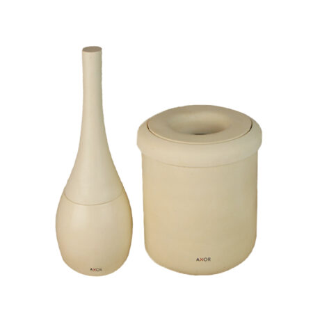 ست فرچه و سطل سرویس بهداشتی AXOR (آکسور) مدل برونو رنگ کرم (psetd2sk04)