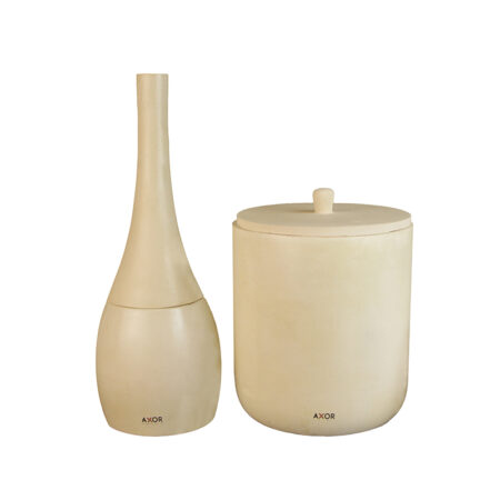 ست فرچه و سطل سرویس بهداشتی AXOR (آکسور) مدل دبورا رنگ کرم (psetsck02)