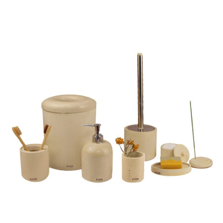 ست سنگی سرویس بهداشتی AXOR (آکسور) 8 پارچه مدل دیگو رنگ کرم (psetk02)
