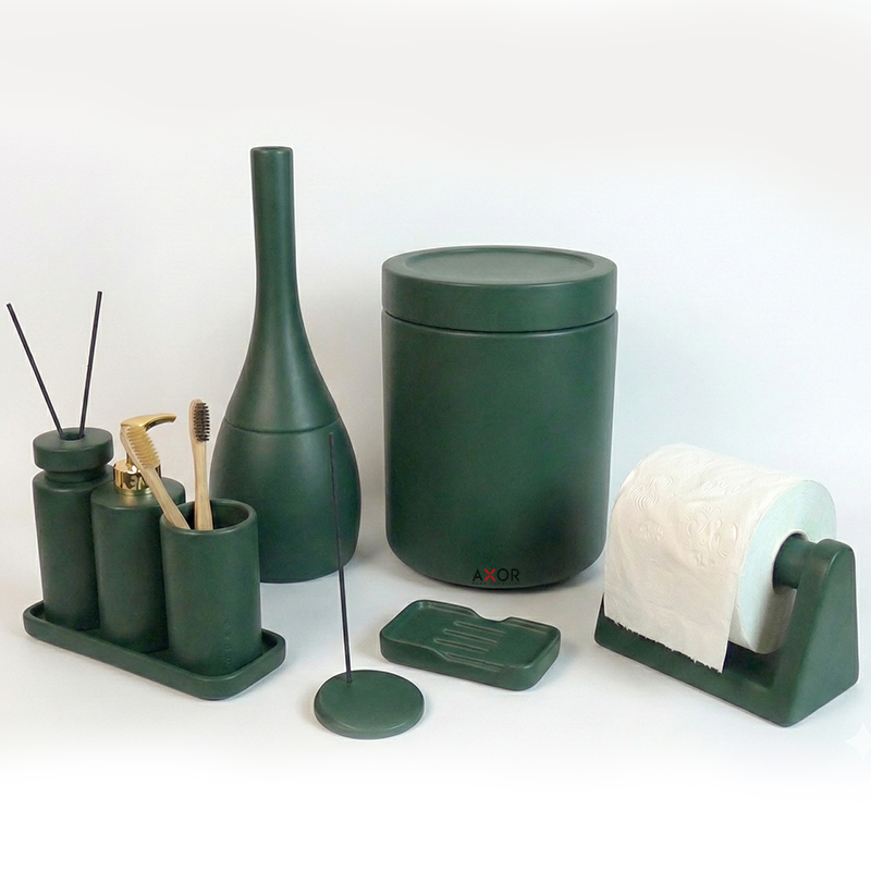 ست سنگی سرویس بهداشتی AXOR (آکسور) 9 پارچه مدل پابلو رنگ سبز معدنی (pskmbs)